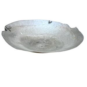 Blackfish Pewter Artisan Organic Shape Bowl with Frog and Dragon Fly Details